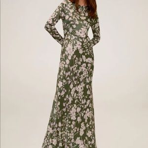 MANGO green and pink Floral embossed gown size Large